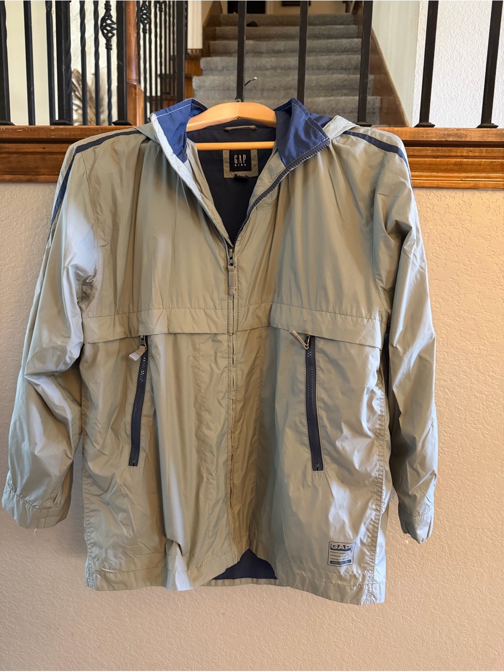 GAP Kids 14/16 gray Jacket with navy Trim